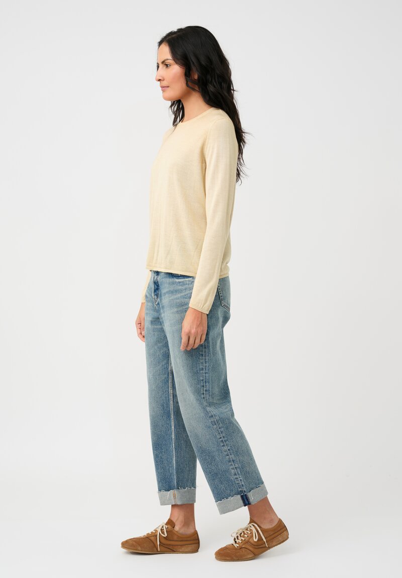 Avant Toi Cashmere & Silk Girocollo Sweater in Vaniglia Cream