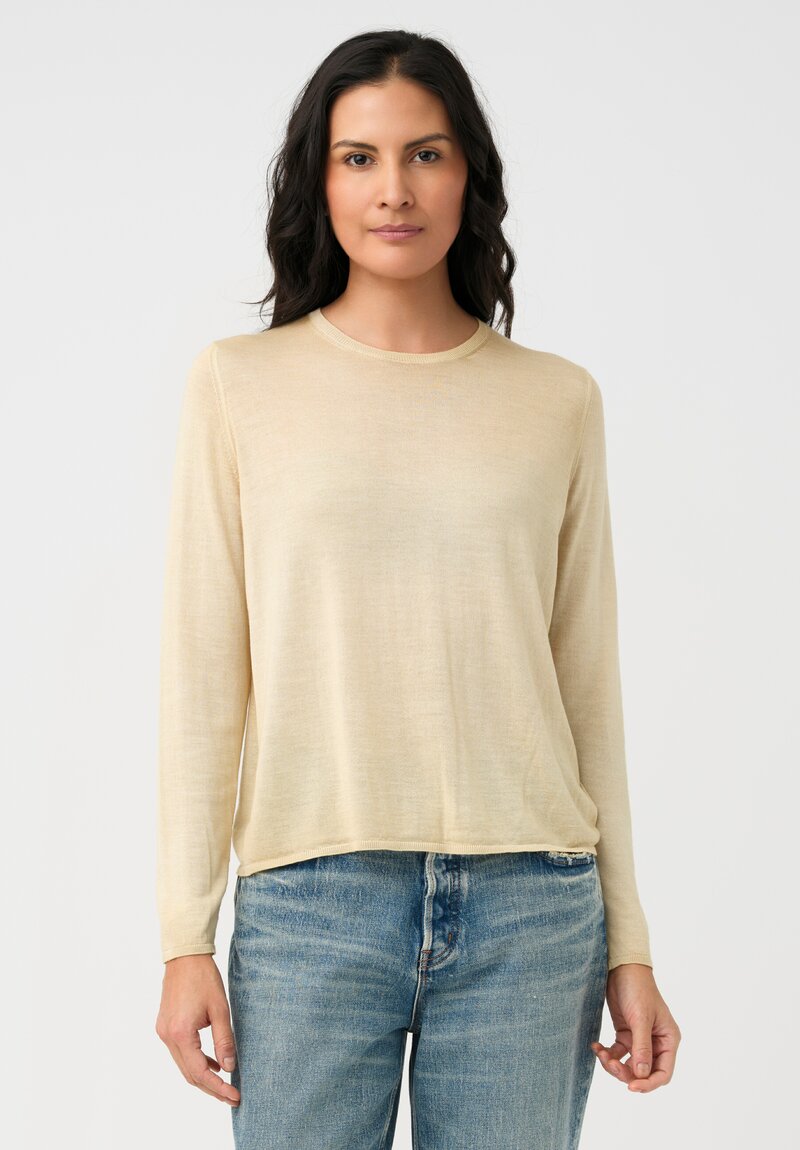 Avant Toi Cashmere & Silk Girocollo Sweater in Vaniglia Cream