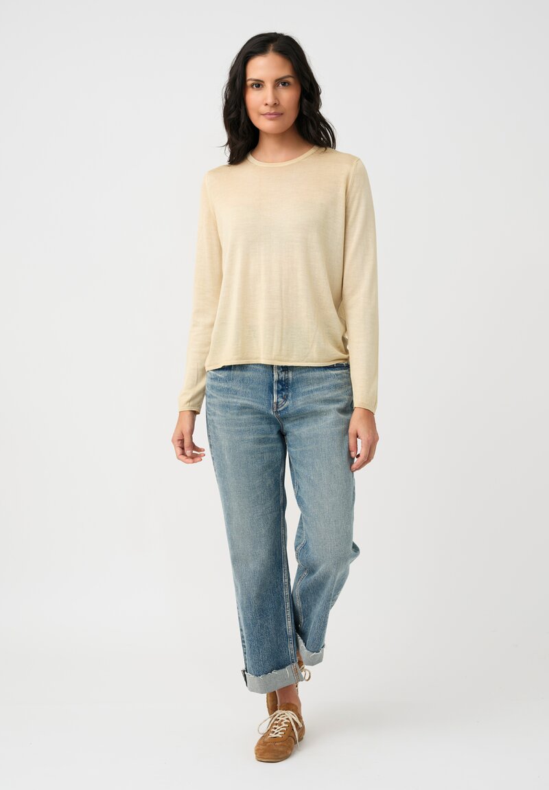 Avant Toi Cashmere & Silk Girocollo Sweater in Vaniglia Cream