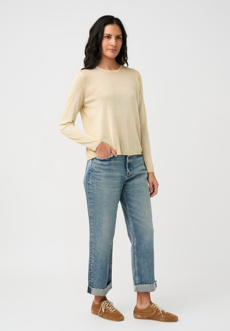 Avant Toi Cashmere & Silk Girocollo Sweater in Vaniglia Cream