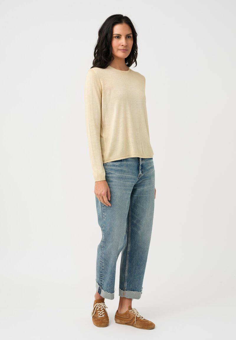 Avant Toi Cashmere & Silk Girocollo Sweater in Vaniglia Cream