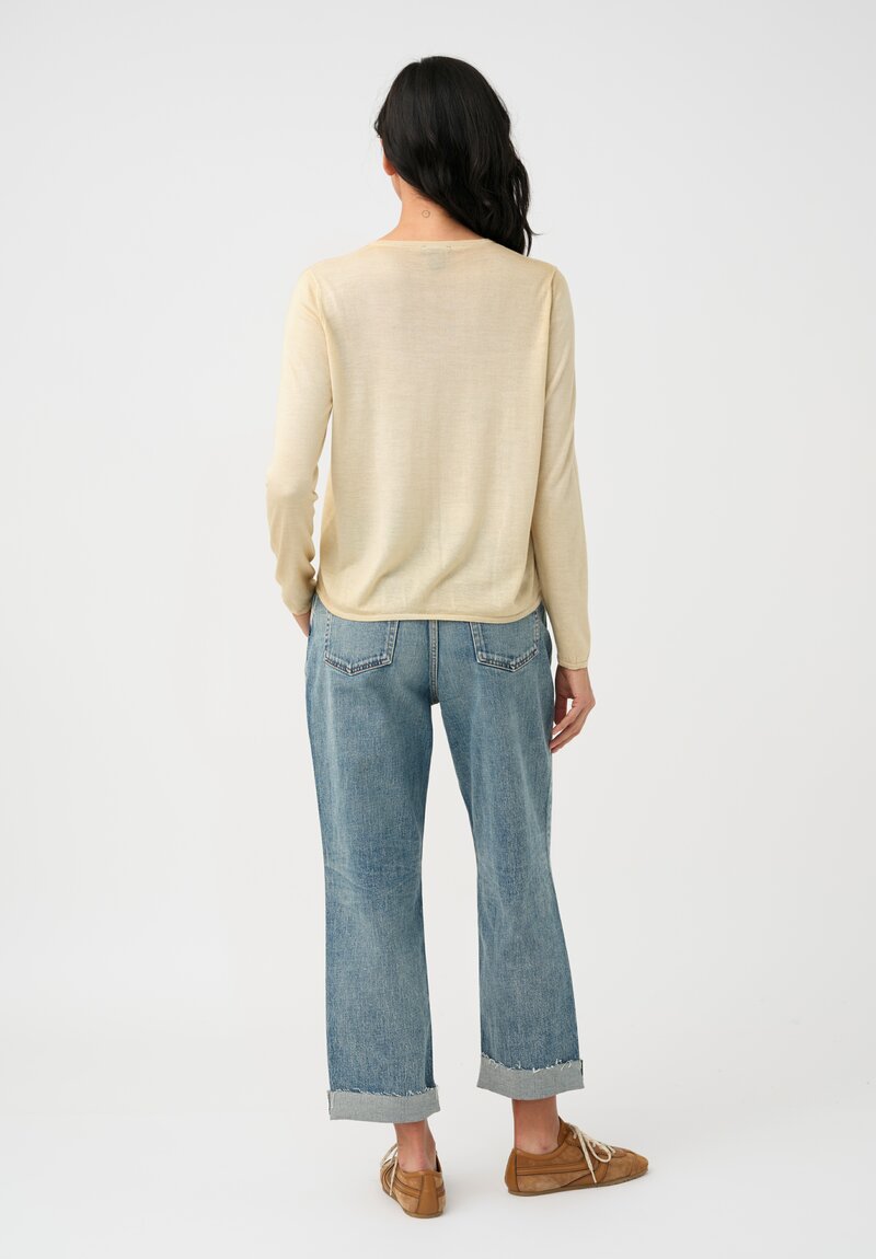 Avant Toi Cashmere & Silk Girocollo Sweater in Vaniglia Cream