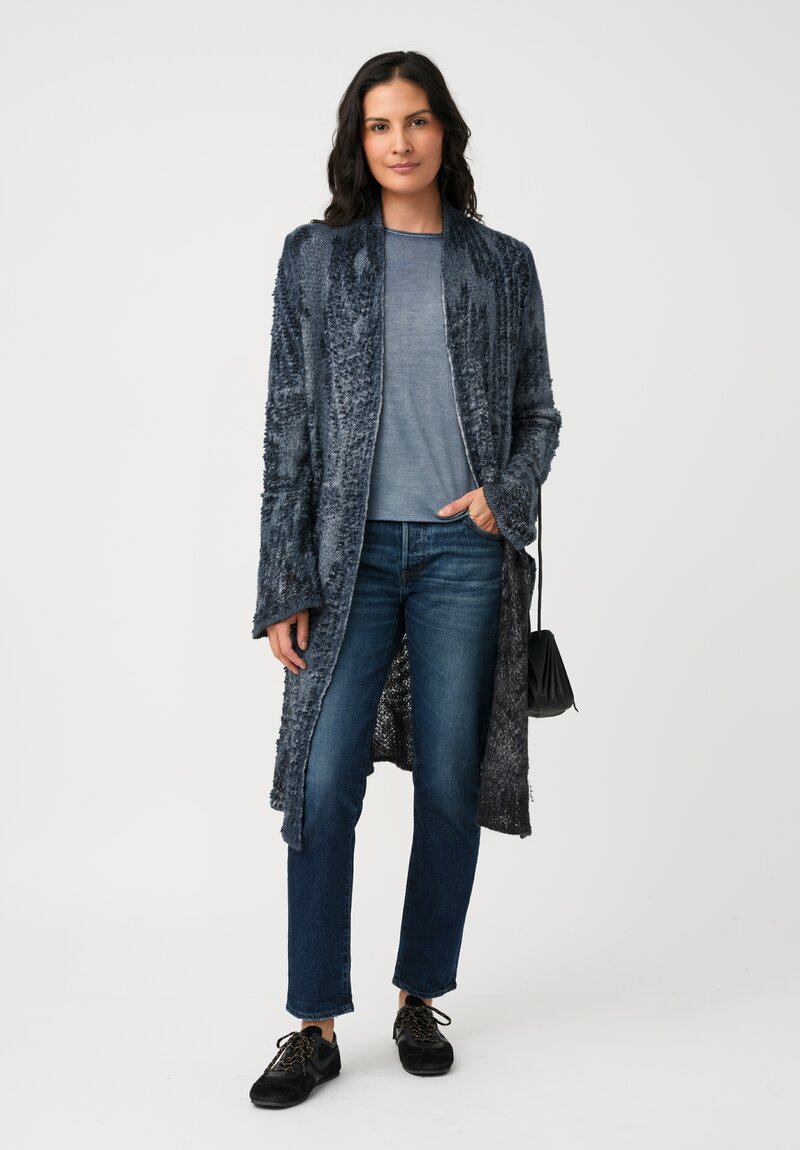 Avant Toi Cashmere & Silk Rolled Edge Sweater in Fiume Blue