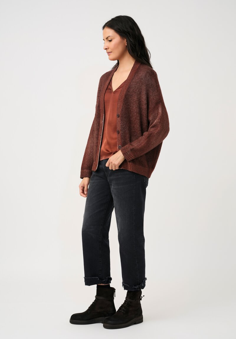 Avant Toi Cashmere & Silk Rasato Cardigan in Cuoio Brown