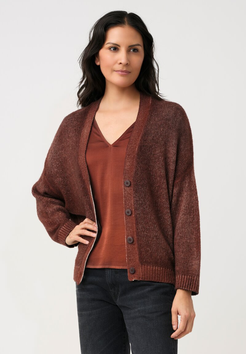 Avant Toi Cashmere & Silk Rasato Cardigan in Cuoio Brown
