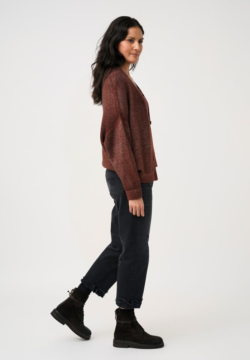 Avant Toi Cashmere & Silk Rasato Cardigan in Cuoio Brown