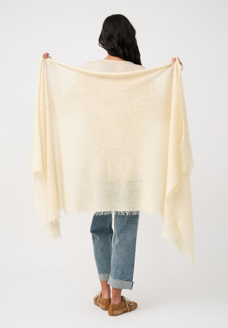 Avant Toi Hand-Painted Cashmere Long Stola Scarf in Vaniglia Cream