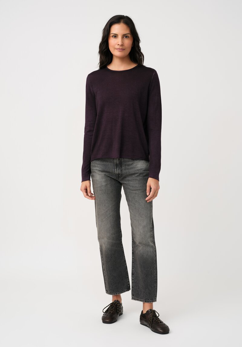 Avant Toi Cashmere & Silk Rolled Edge Sweater in Mosto Purple