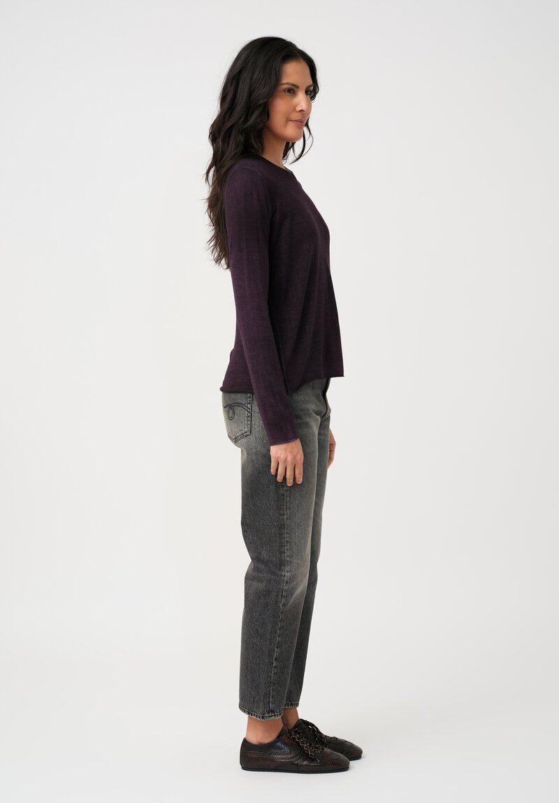 Avant Toi Cashmere & Silk Rolled Edge Sweater in Mosto Purple