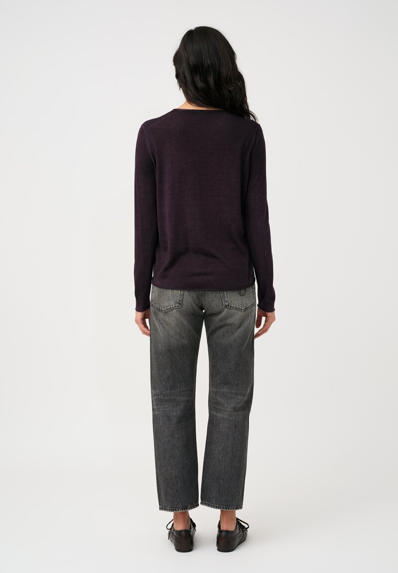 Avant Toi Cashmere & Silk Rolled Edge Sweater in Mosto Purple