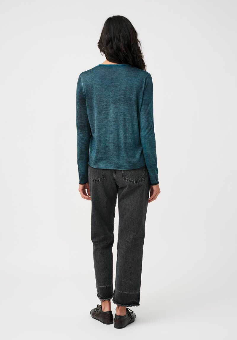 Avant Toi Cashmere & Silk Rolled Edge Sweater in Topazio Teal