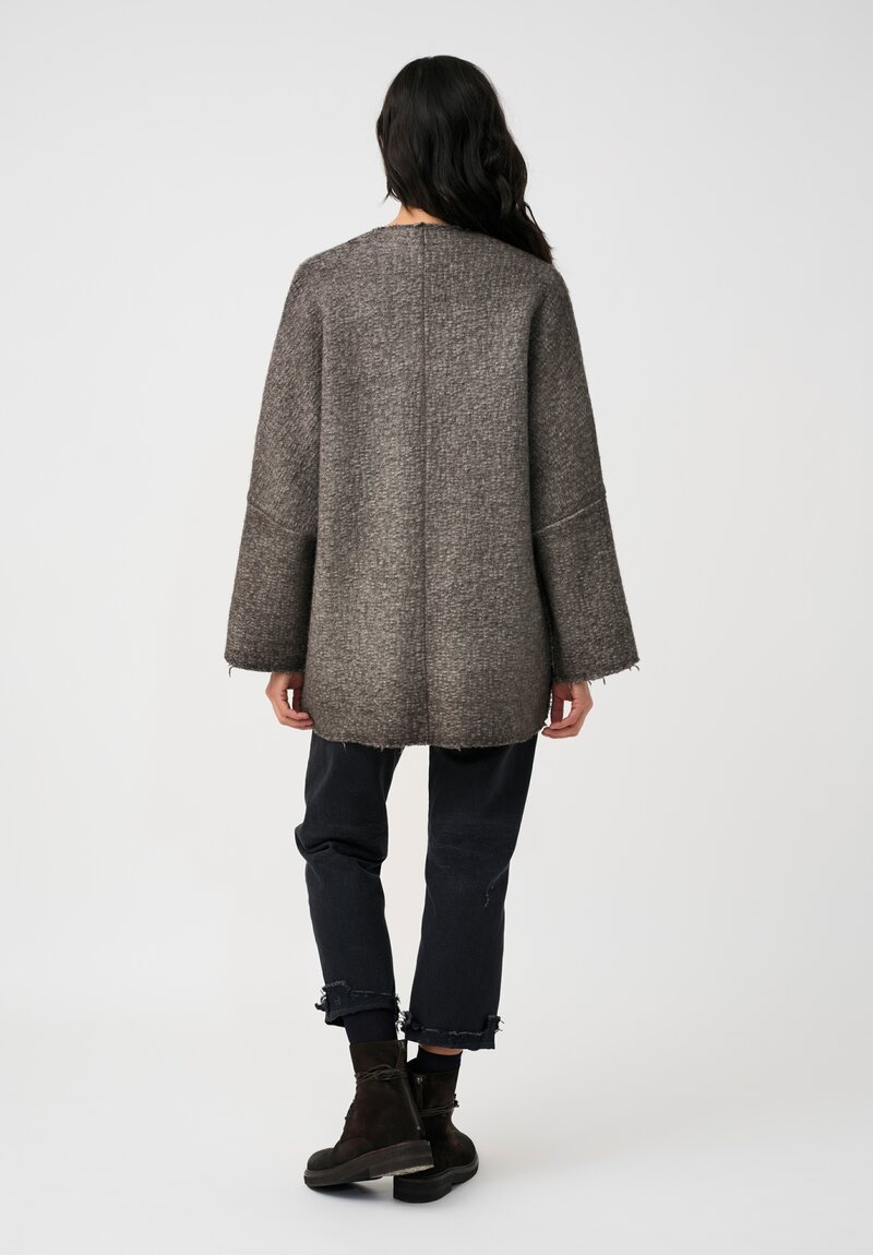 Avant Toi Hand-Painted & Felted Malfié Punto Kimono Cardigan in Carruba Brown