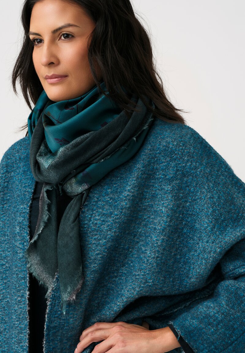 Avant Toi Hand-Painted & Felted Malfié Punto Kimono Cardigan in Laguna Blue