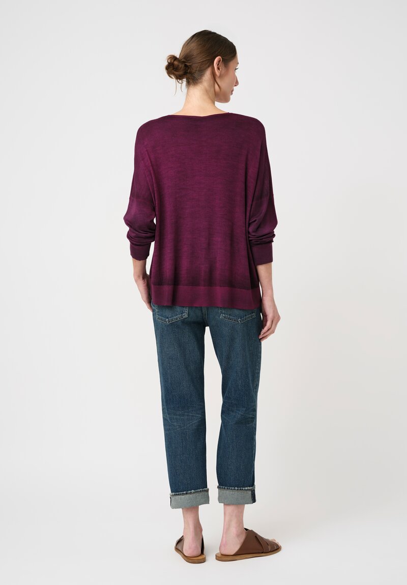 Avant Toi Cashmere & Silk V-Neck Stondata Sweater in Clematis Pink