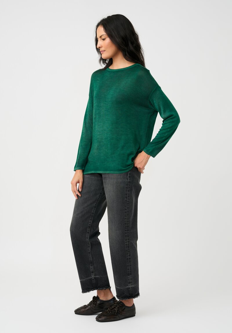 Avant Toi Cashmere & Silk Maglia Barchetta Sweater in Smeraldo Green