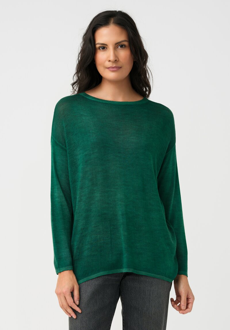 Avant Toi Cashmere & Silk Maglia Barchetta Sweater in Smeraldo Green