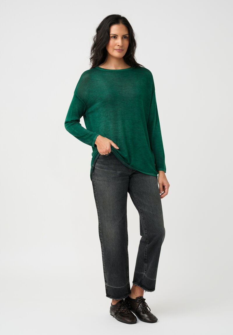 Avant Toi Cashmere & Silk Maglia Barchetta Sweater in Smeraldo Green