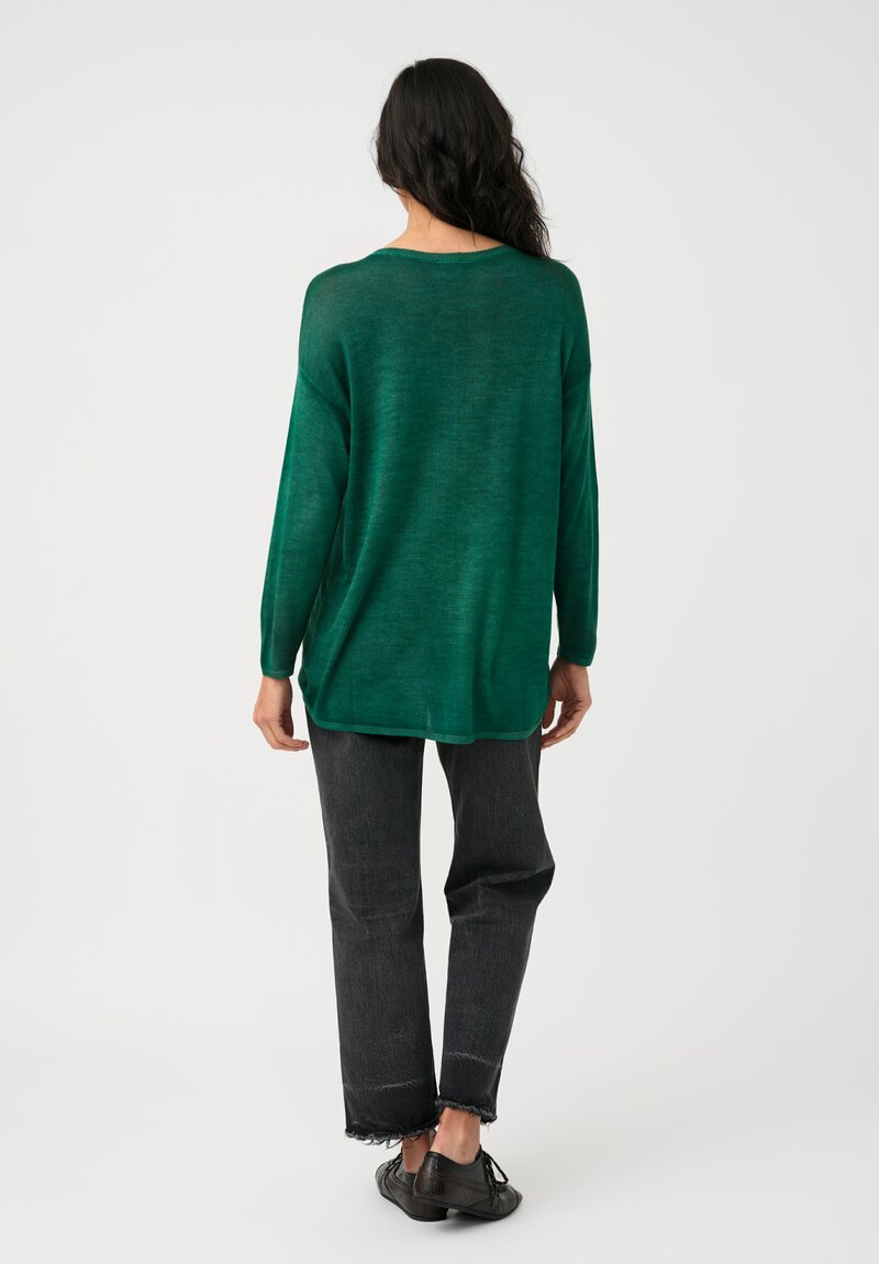 Avant Toi Cashmere & Silk Maglia Barchetta Sweater in Smeraldo Green