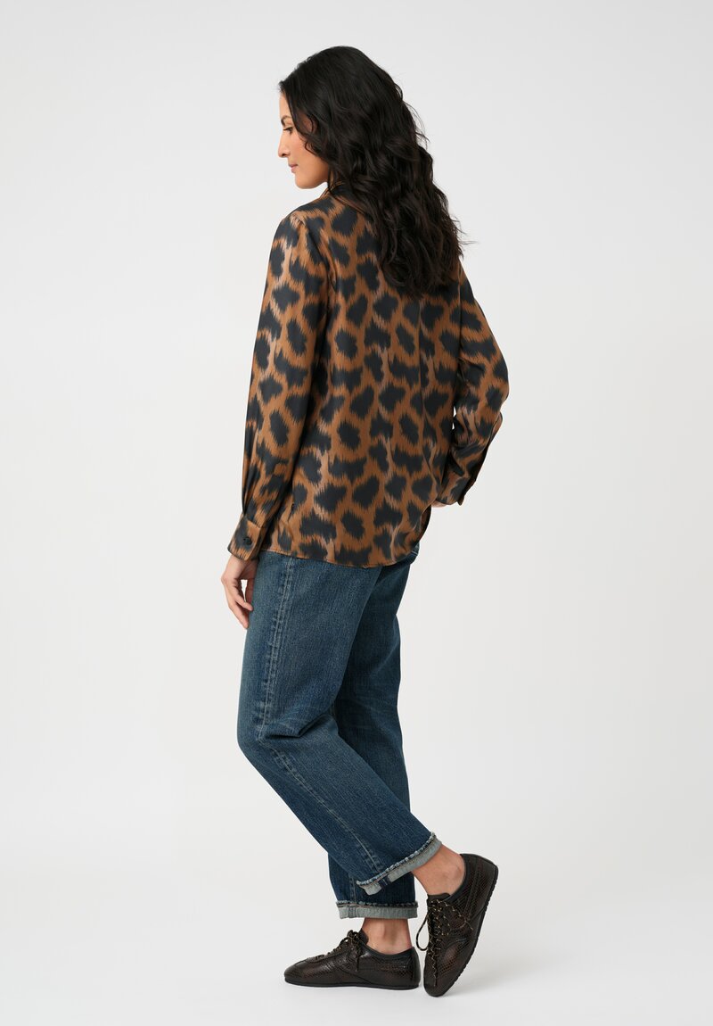 Etro Silk Paisley & Animal Motif Button Front Blouse