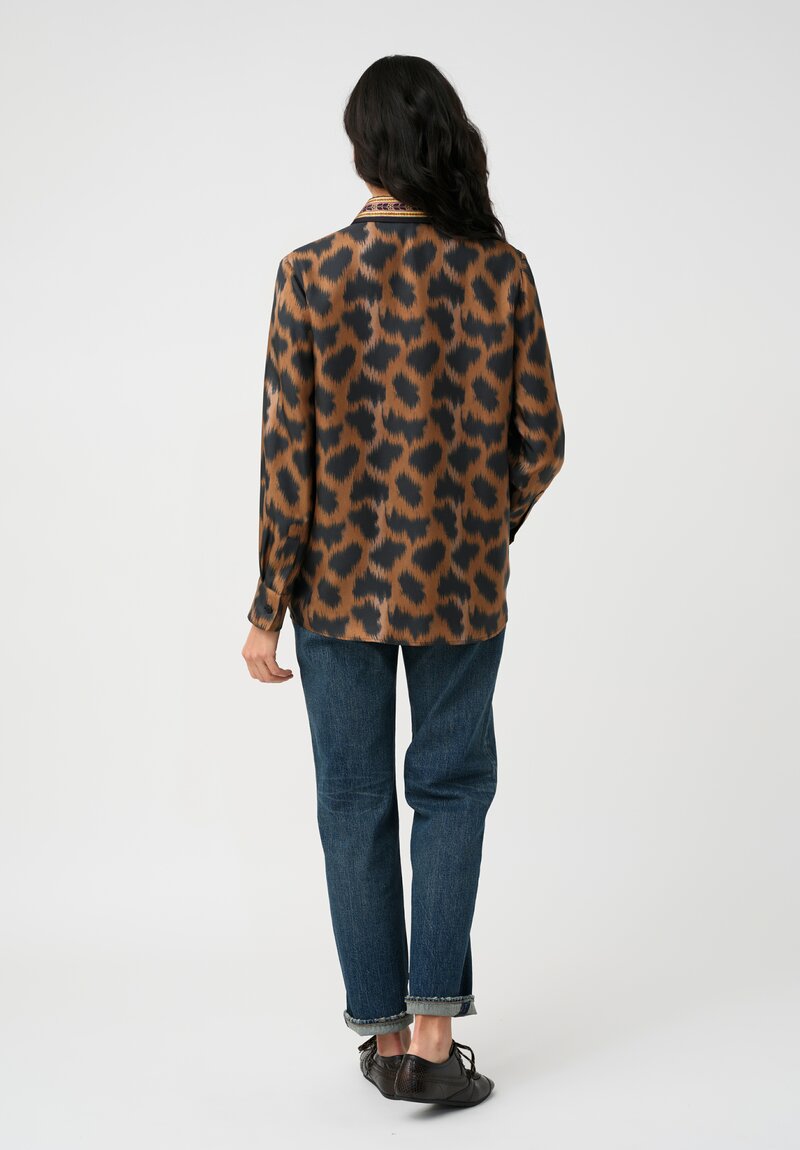 Etro Silk Paisley & Animal Motif Button Front Blouse