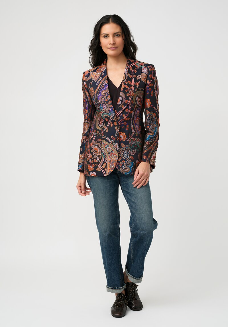 Etro Floral & Paisely Fitted Peak Lapel Jacket