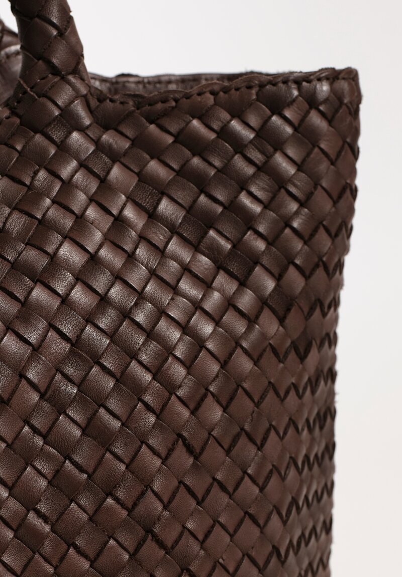 Officine Creative Woven Leather Raquel Mini Tote Moro Brown