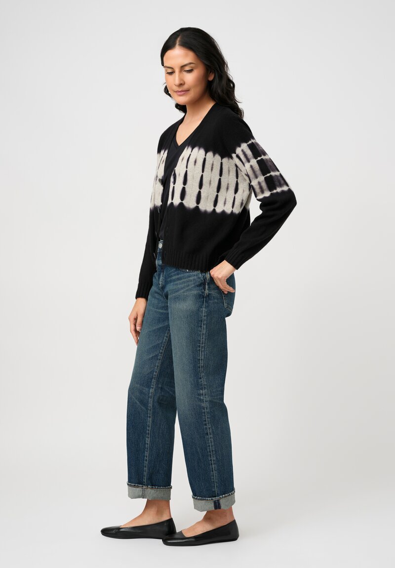 Suzusan Cashmere Hand-Dyed Nuisuji Shibori Seamless Short Cardigan