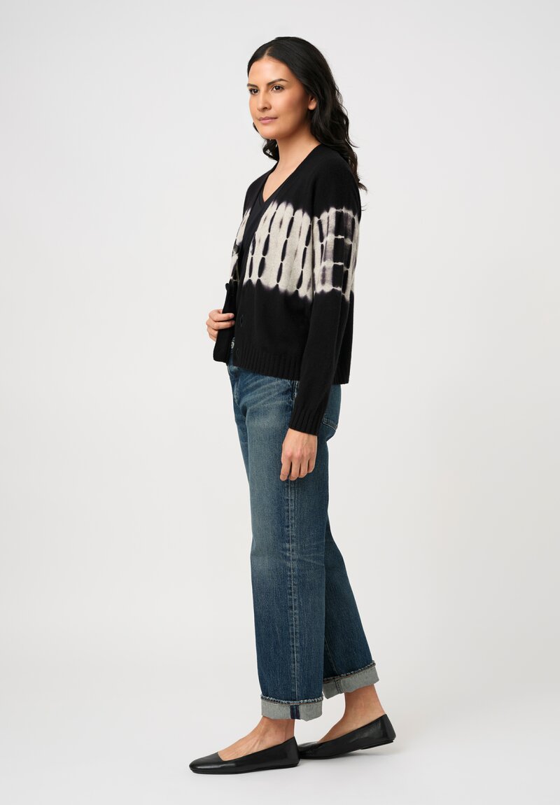 Suzusan Cashmere Hand-Dyed Nuisuji Shibori Seamless Short Cardigan