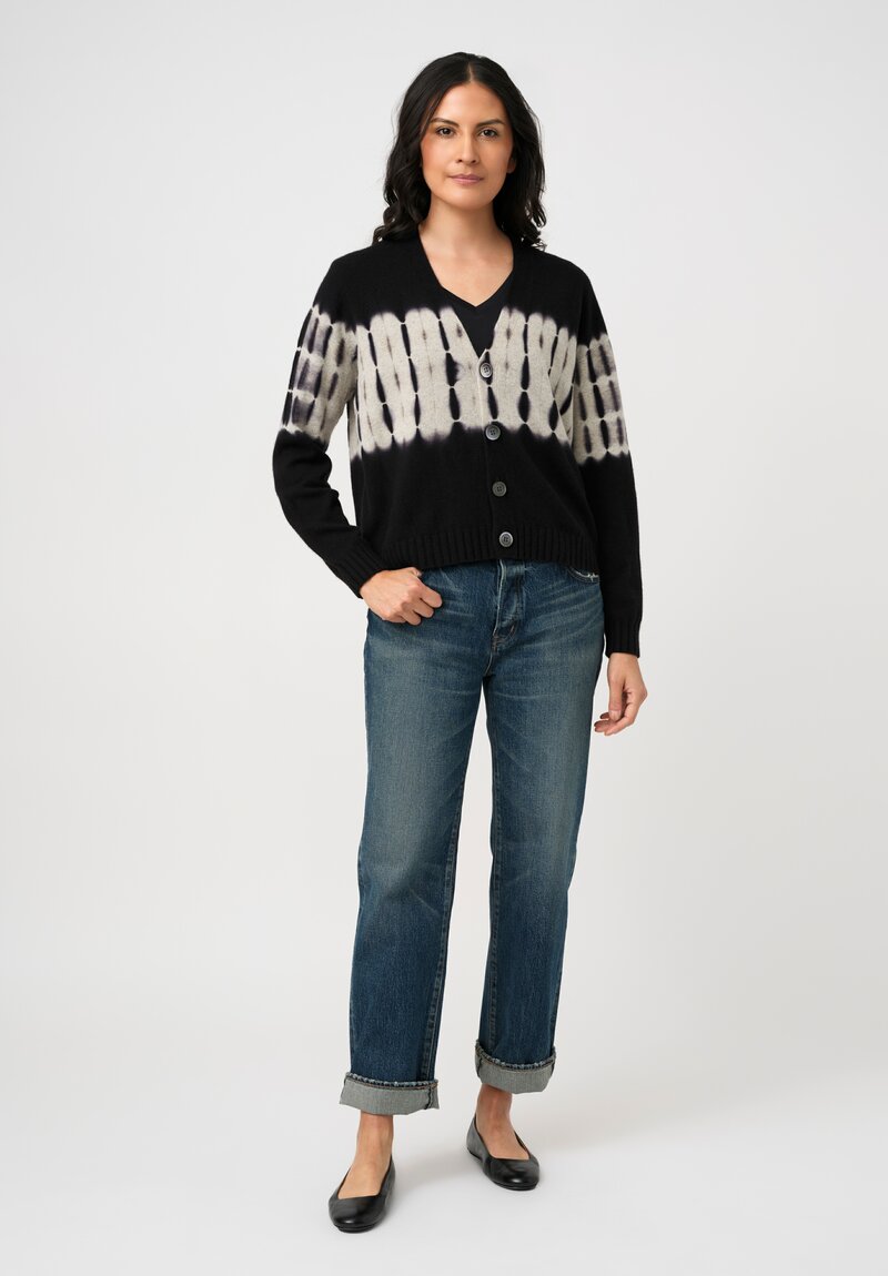 Suzusan Cashmere Hand-Dyed Nuisuji Shibori Seamless Short Cardigan