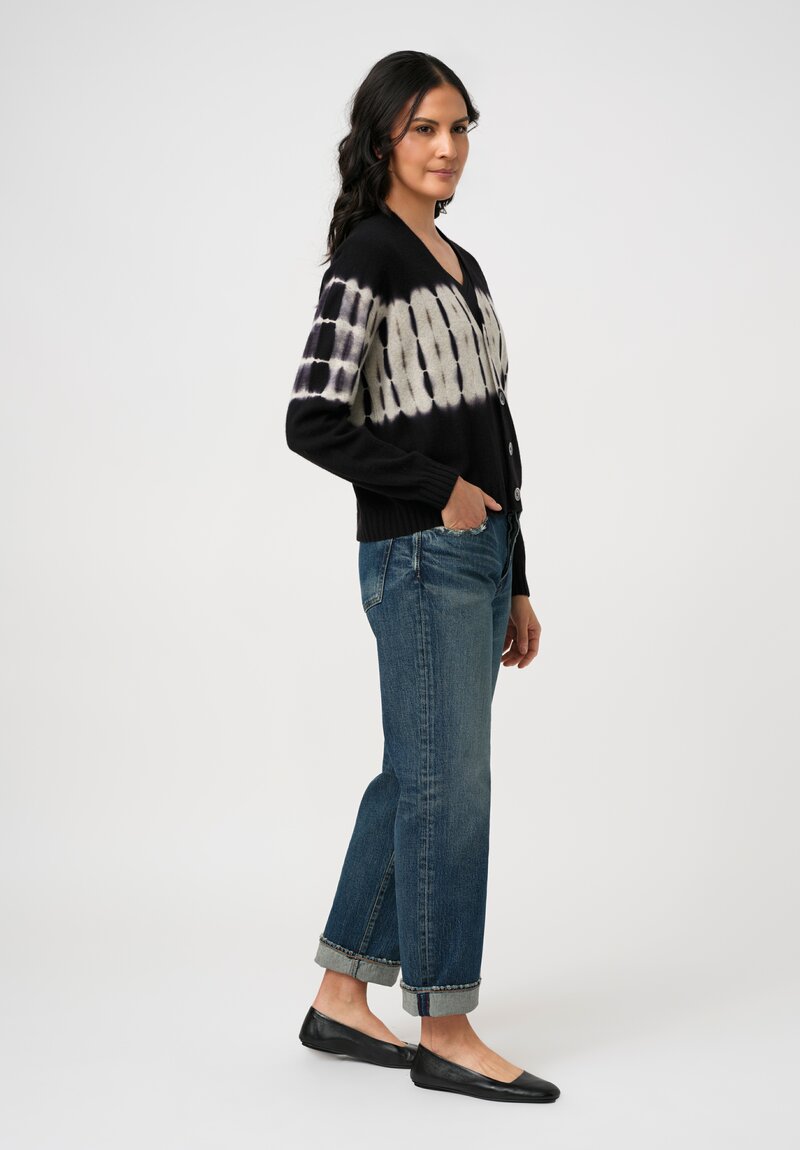 Suzusan Cashmere Hand-Dyed Nuisuji Shibori Seamless Short Cardigan