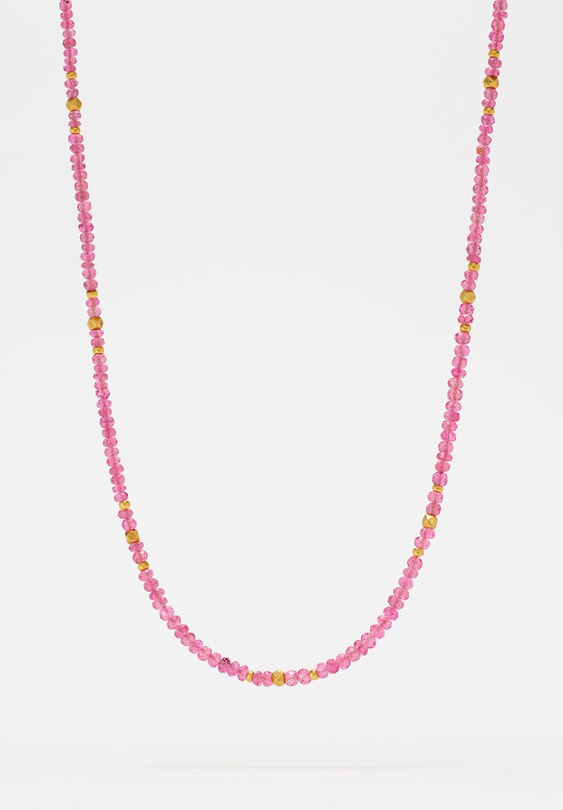 Greig Porter 18K Pink Spinel & Gold Beaded Necklace 18"