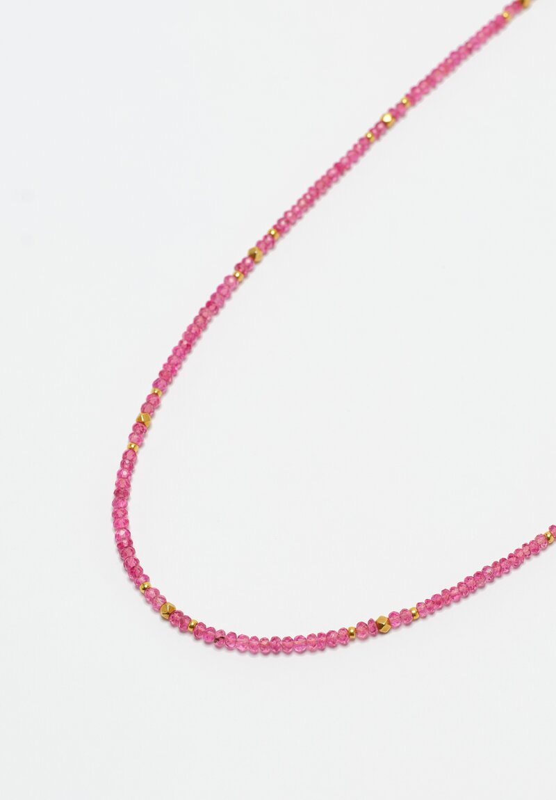 Greig Porter 18K Pink Spinel & Gold Beaded Necklace 18"
