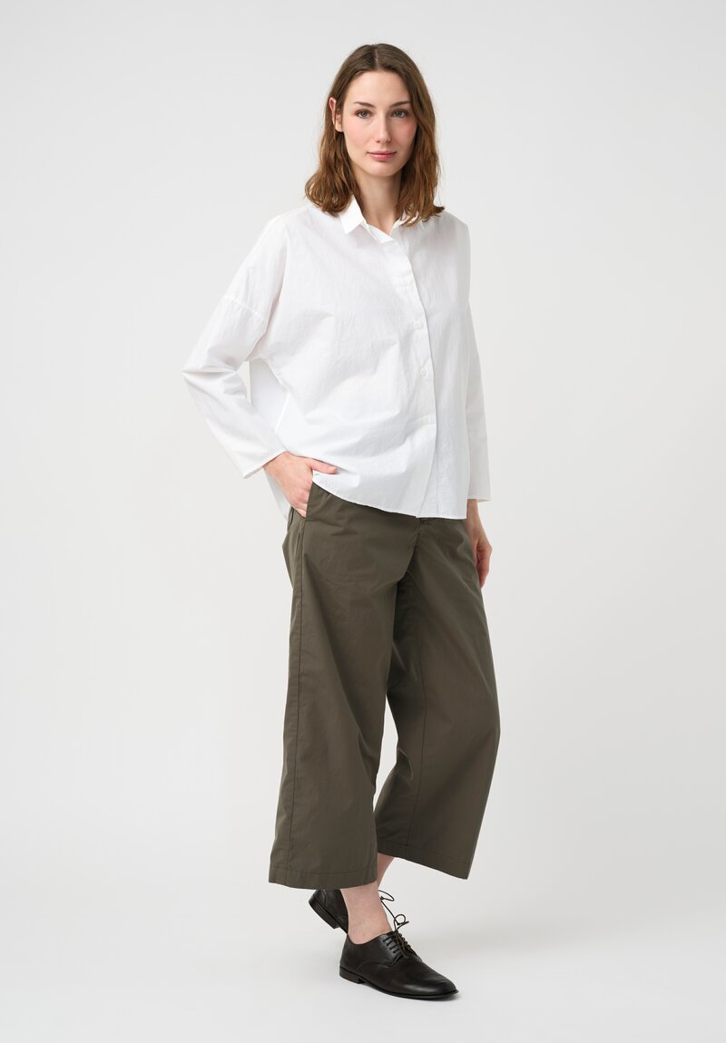 Bergfabel Washed Cotton Crisscross Belted Cloe Pants in Green Wood
