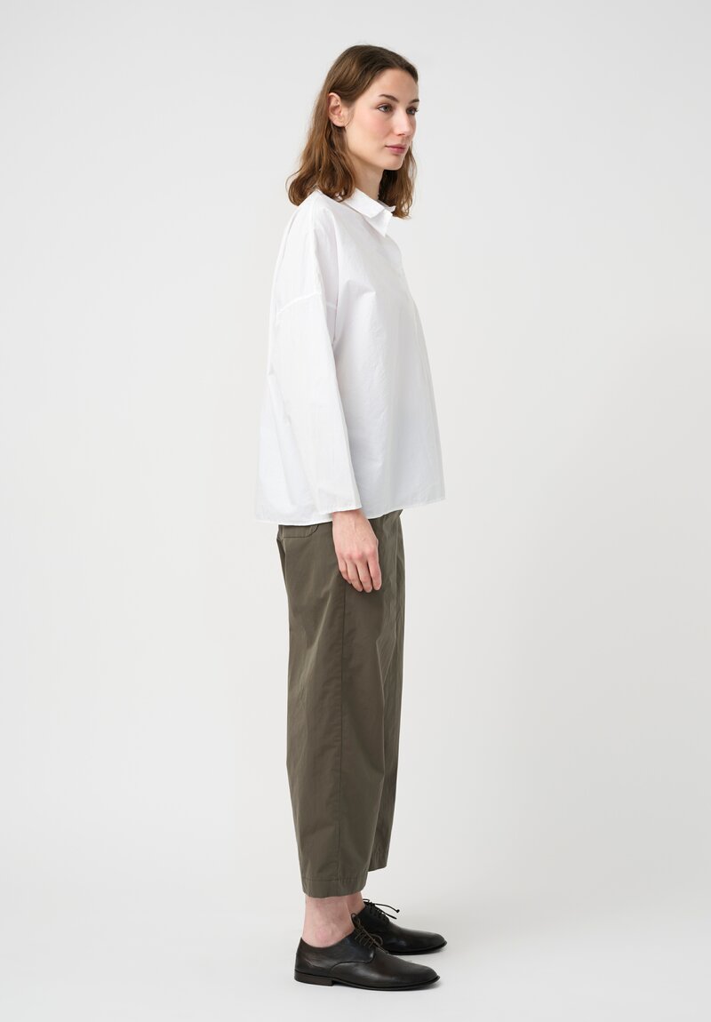 Bergfabel Washed Cotton Crisscross Belted Cloe Pants in Green Wood