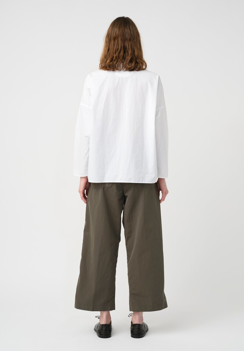 Bergfabel Washed Cotton Crisscross Belted Cloe Pants in Green Wood