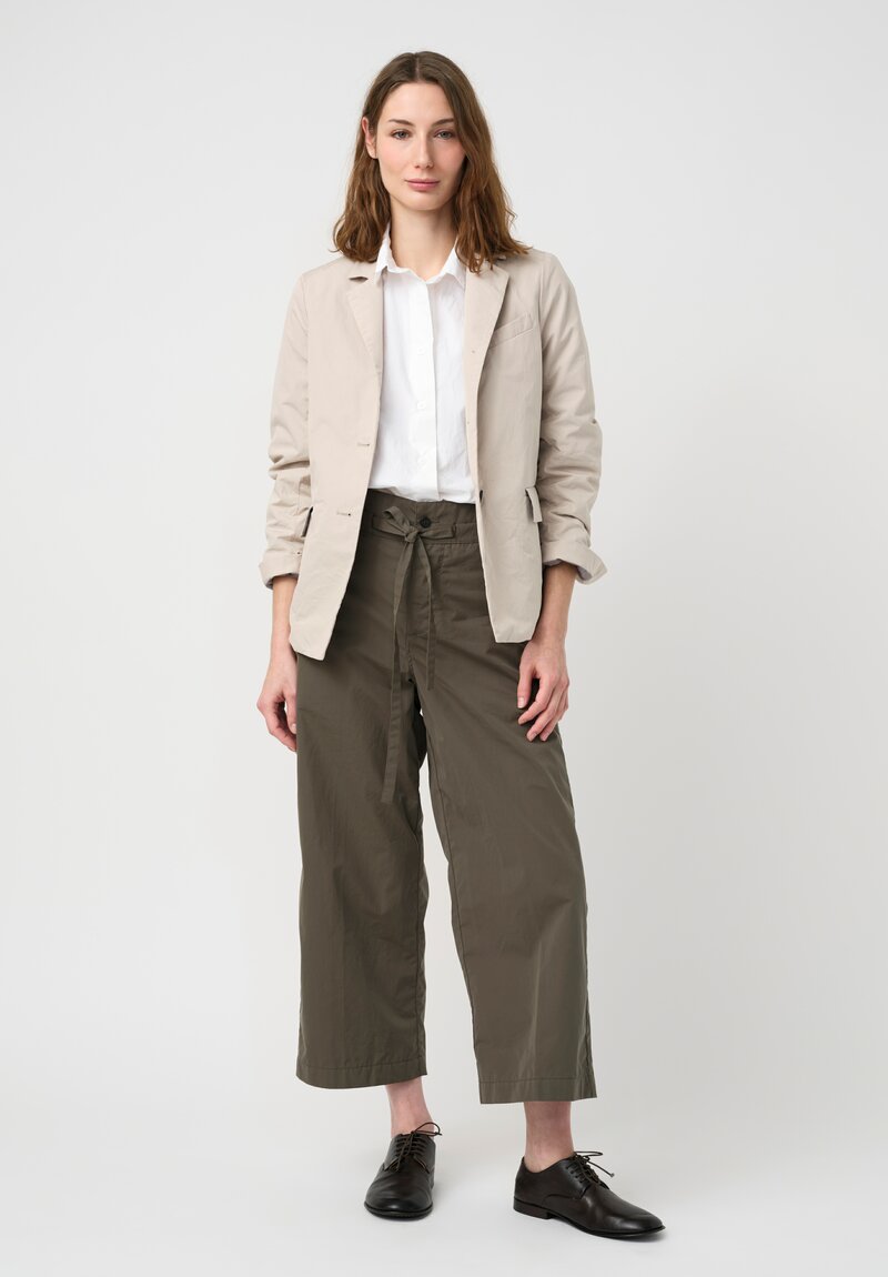 Bergfabel Washed Cotton Crisscross Belted Cloe Pants in Green Wood