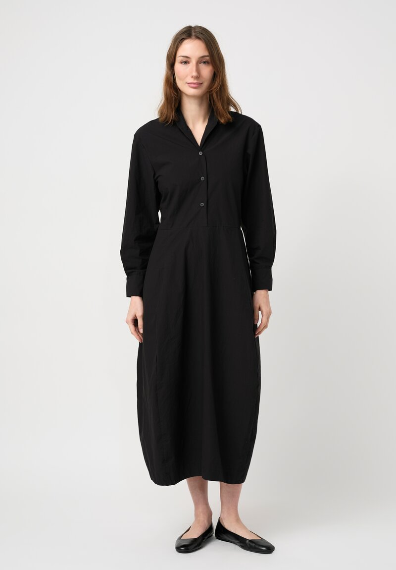 Bergfabel Washed Cotton Poplin Letty Dress in Black
