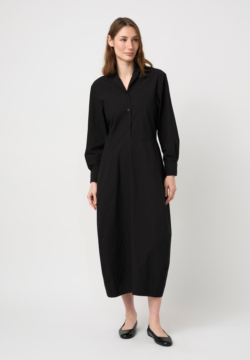 Bergfabel Washed Cotton Poplin Letty Dress in Black