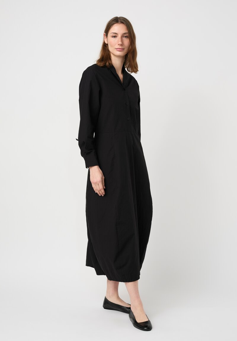 Bergfabel Washed Cotton Poplin Letty Dress in Black