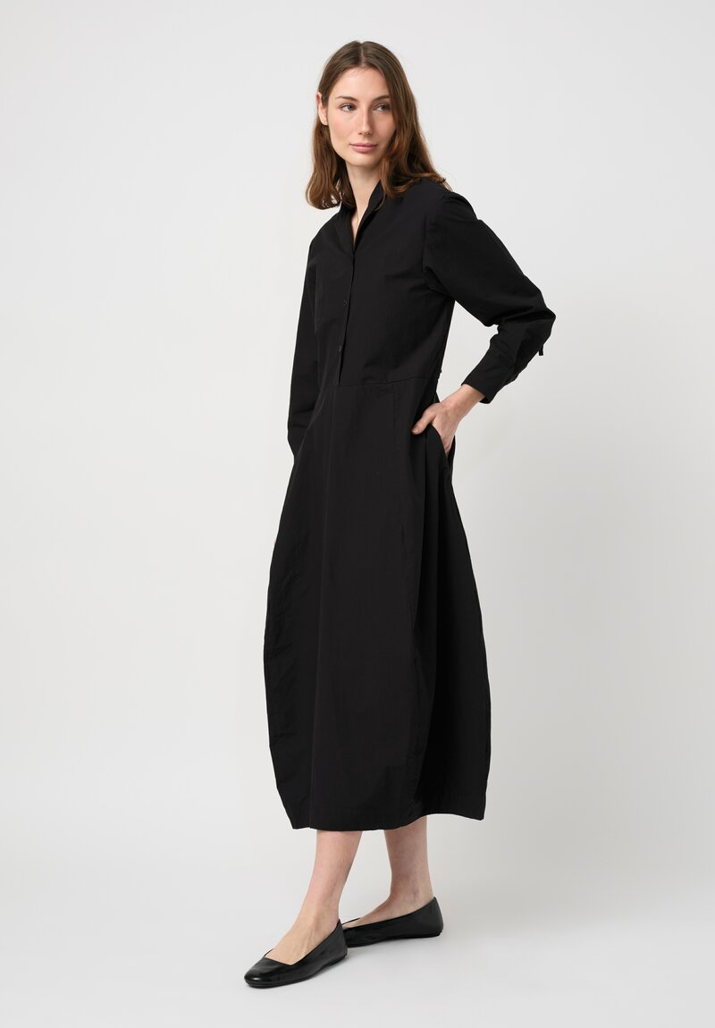 Bergfabel Washed Cotton Poplin Letty Dress in Black