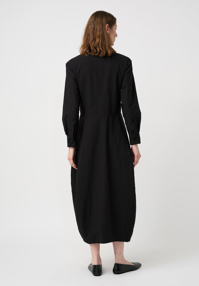 Bergfabel Washed Cotton Poplin Letty Dress in Black