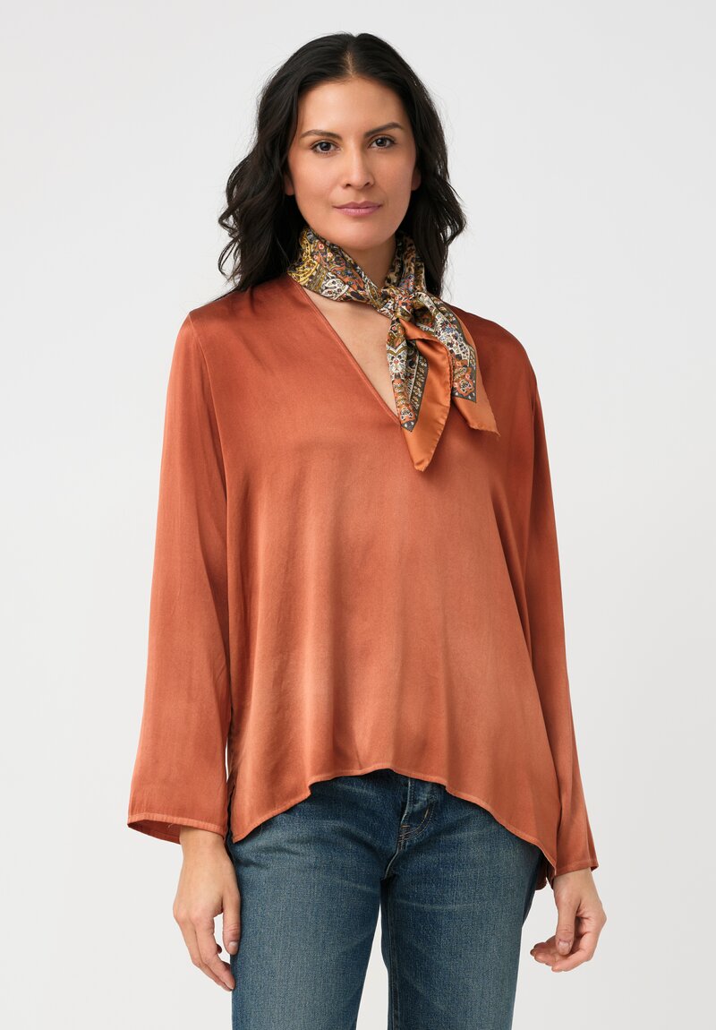 Etro Silk Square Leopard & Paisley Print Turandot Scarf Natural, Brown & Burnt Orange