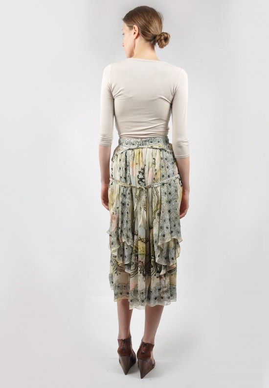 Etro Silk Ruffle Skirt in Pastel Colors