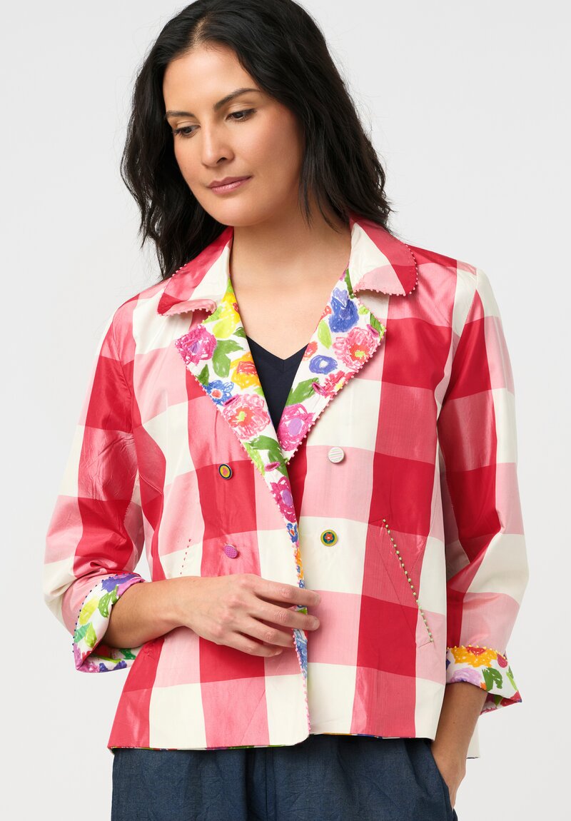 Péro Silk Illustrated Floral Print A-Line Jacket