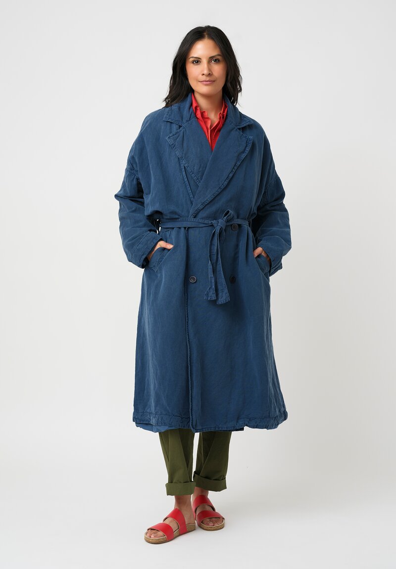 Casey Casey Linen Blend Tuareg Luna Coat in Blue