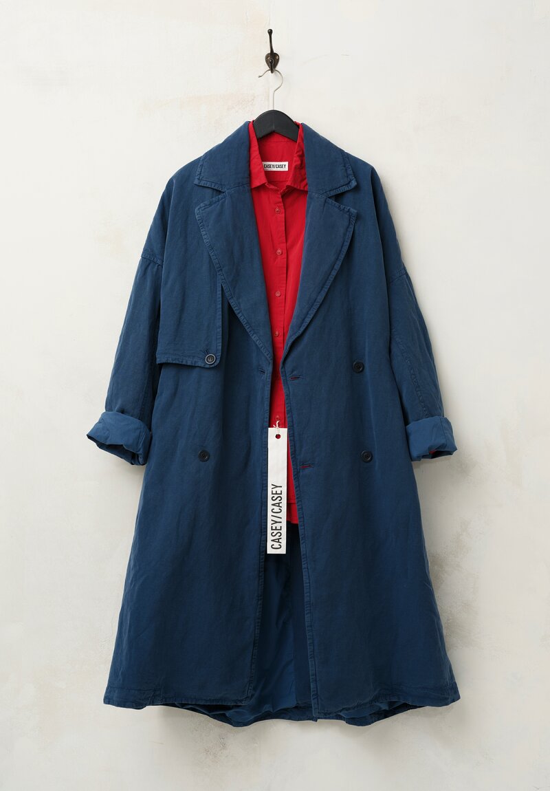 Casey Casey Linen Blend Tuareg Luna Coat in Blue