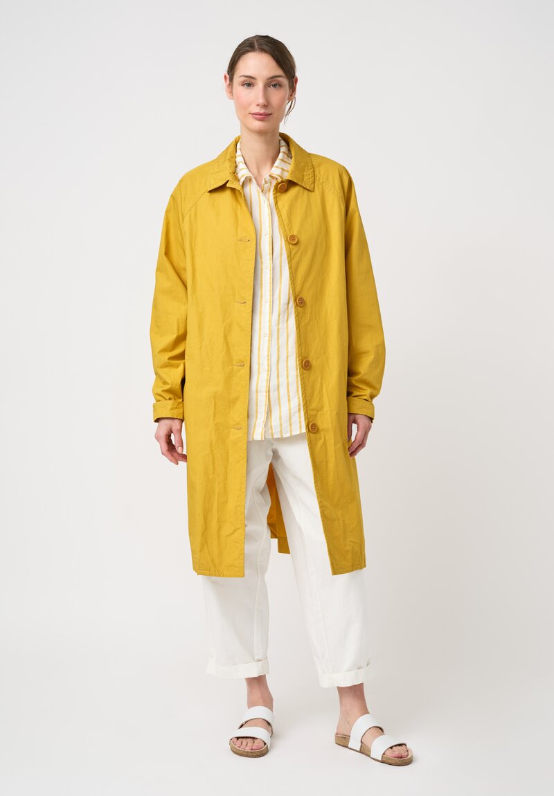 Casey Casey Tough Cotton Poplin Raglan Oliver Coat in Tango Yellow