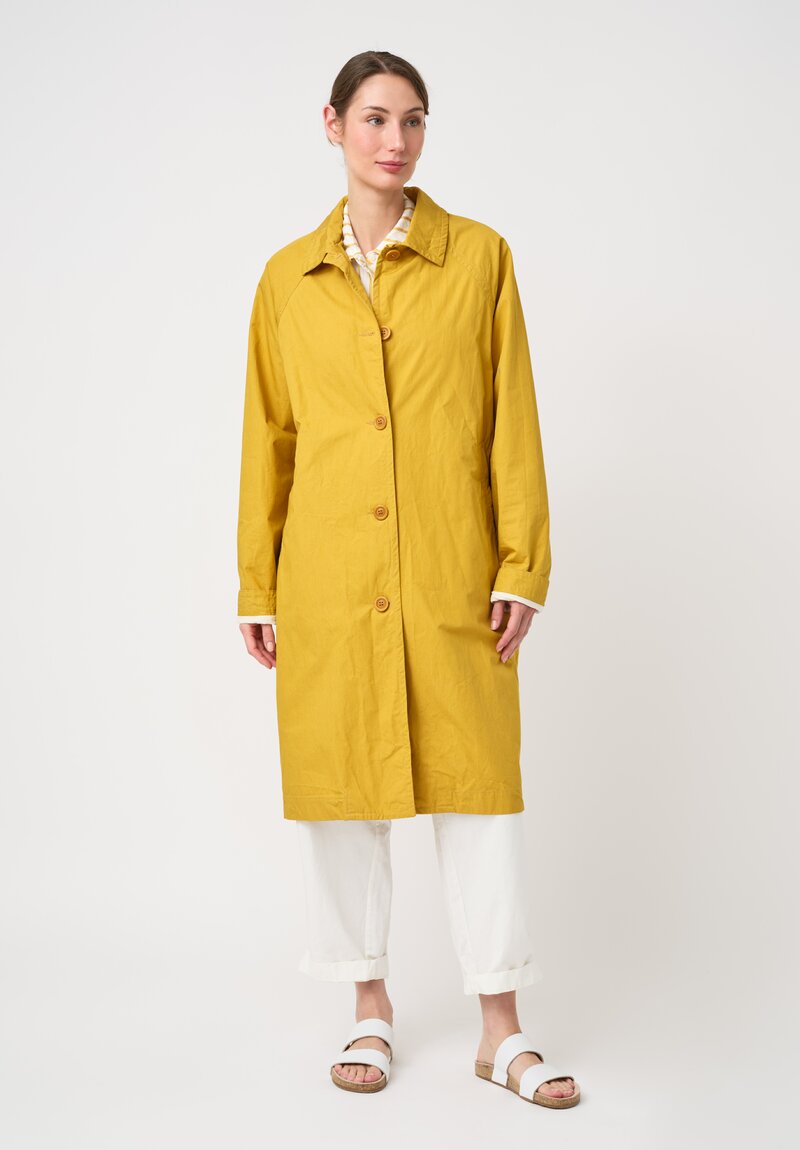 Casey Casey Tough Cotton Poplin Raglan Oliver Coat in Tango Yellow