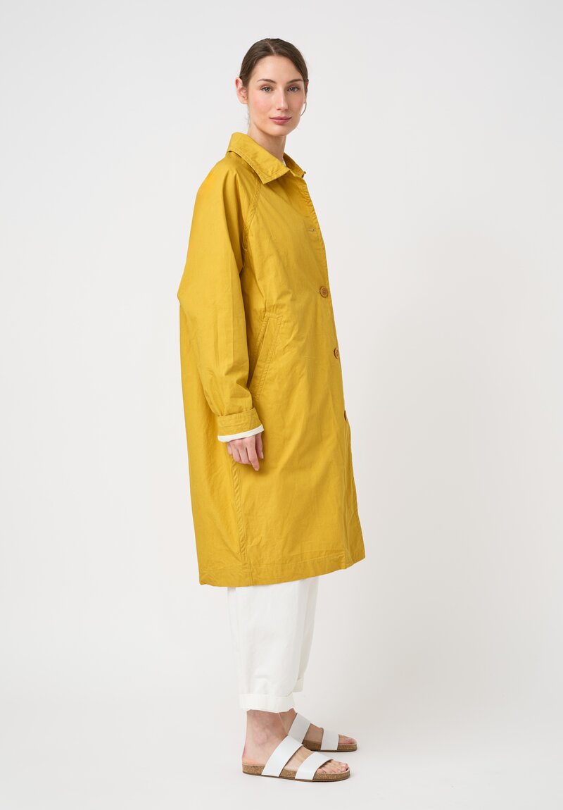Casey Casey Tough Cotton Poplin Raglan Oliver Coat in Tango Yellow