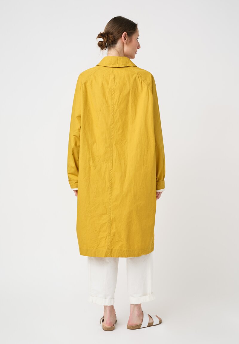 Casey Casey Tough Cotton Poplin Raglan Oliver Coat in Tango Yellow